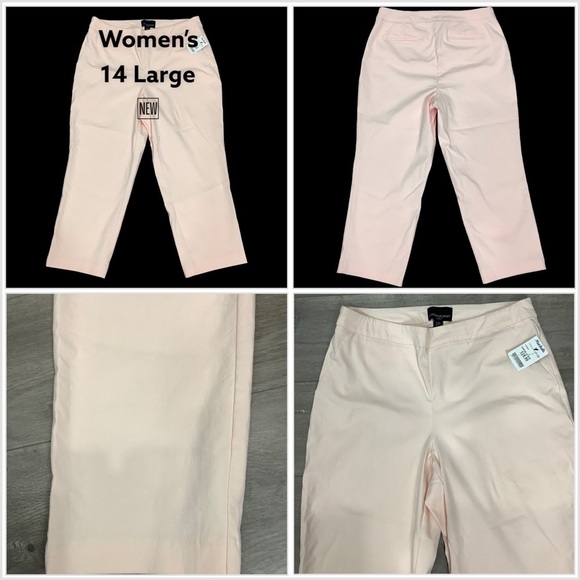 Women's Cynthia Rowley 14 Large Pull On Pants Peach Straight Stretch Ankle NWT - Picture 1 of 9